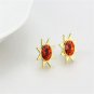 LO4675 - Gold Brass Earrings with Top Grade Crystal in Orange Default Title