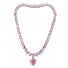 LO4705 - Rhodium Brass Necklace with AAA Grade CZ in Rose