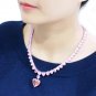 LO4705 - Rhodium Brass Necklace with AAA Grade CZ in Rose