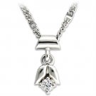 LO735 - Rhodium Brass Chain Pendant with AAA Grade CZ in Clear