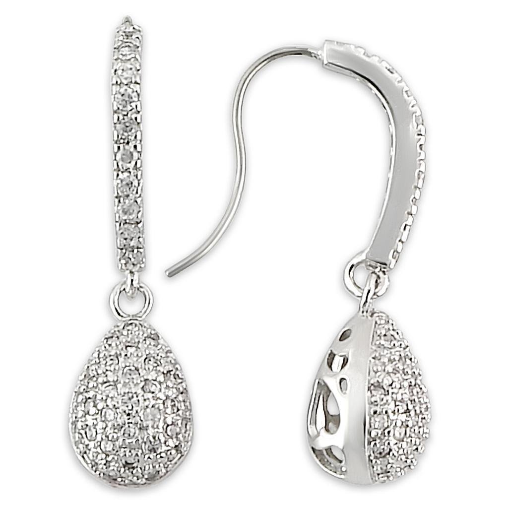 LO892 - Rhodium Brass Earrings with AAA Grade CZ in Clear Default Title