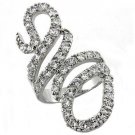 LOA1014 - Rhodium Brass Ring with AAA Grade CZ in Clear