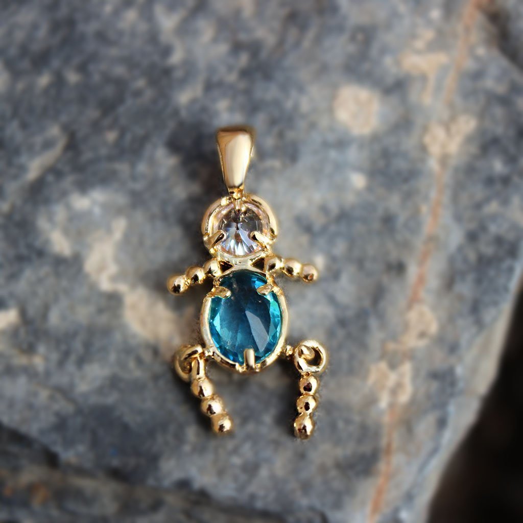 LOA1382 - Gold Plating Brass Pendant with AAA CZ in Aquamarine Default Title