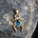 LOA1382 - Gold Plating Brass Pendant with AAA CZ in Aquamarine Default Title