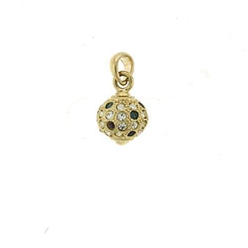 LOA393 - Gold Brass Pendant with Top Grade Crystal in Multi Color Default Title