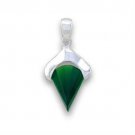 LOA564 - Silver 925 Sterling Silver Pendant with Synthetic Synthetic Glass in Emerald Default Title