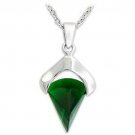 LOA566 - Silver 925 Sterling Silver Pendant with Synthetic Synthetic Glass in Emerald Default Title