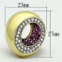 LOA902 - Gold+Ruthenium Brass Ring with AAA Grade CZ in Ruby