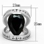 LOA923 - Rhodium Brass Ring with AAA Grade CZ in Black Diamond