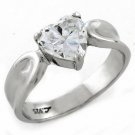LOAS1061 - High-Polished 925 Sterling Silver Ring with AAA Grade CZ in Clear