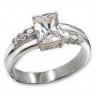LOAS718 - High-Polished 925 Sterling Silver Ring with AAA Grade CZ in Clear