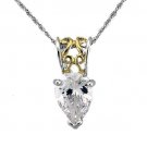 LOAS783 - Reverse Two-Tone 925 Sterling Silver Chain Pendant with AAA Grade CZ in Clear