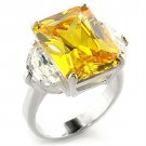 LOAS828 - High-Polished 925 Sterling Silver Ring with AAA Grade CZ in Citrine