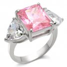 LOAS869 - High-Polished 925 Sterling Silver Ring with AAA Grade CZ in Rose