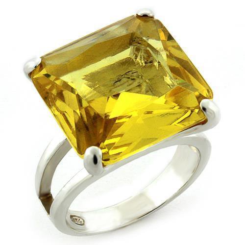 LOAS871 - High-Polished 925 Sterling Silver Ring with AAA Grade CZ in Citrine