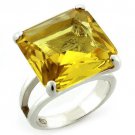 LOAS871 - High-Polished 925 Sterling Silver Ring with AAA Grade CZ in Citrine