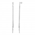 Long Chain Tassel and Textured Bar Drop Earrings in Sterling Silver Sterling Silver