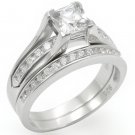 LOS256 - Rhodium 925 Sterling Silver Ring with AAA Grade CZ in Clear