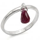 LOS324 - Silver 925 Sterling Silver Ring with Genuine Stone in Ruby