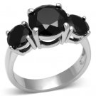 LOS554 - Rhodium 925 Sterling Silver Ring with AAA Grade CZ in Jet
