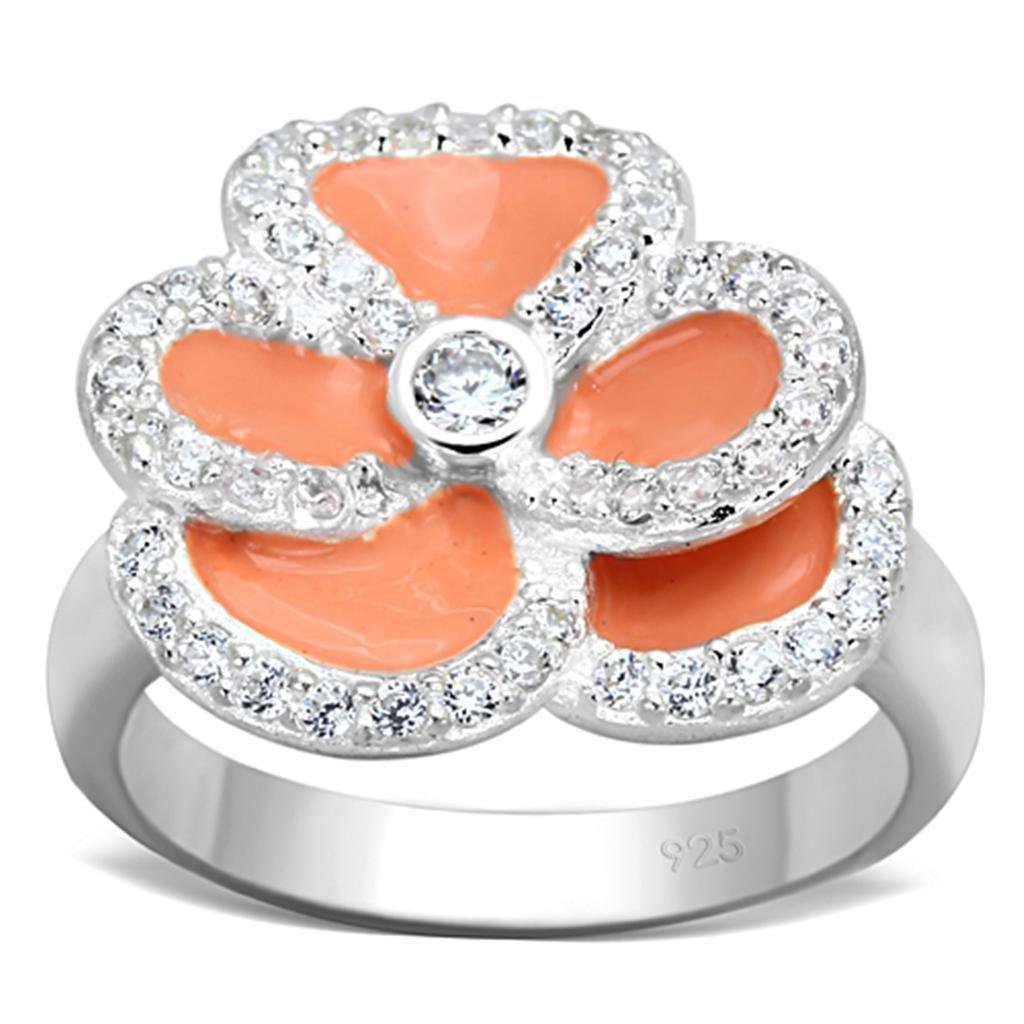 LOS725 - Silver 925 Sterling Silver Ring with AAA Grade CZ in Clear