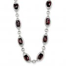 LOS877 - Rhodium 925 Sterling Silver Necklace with AAA Grade CZ in Garnet