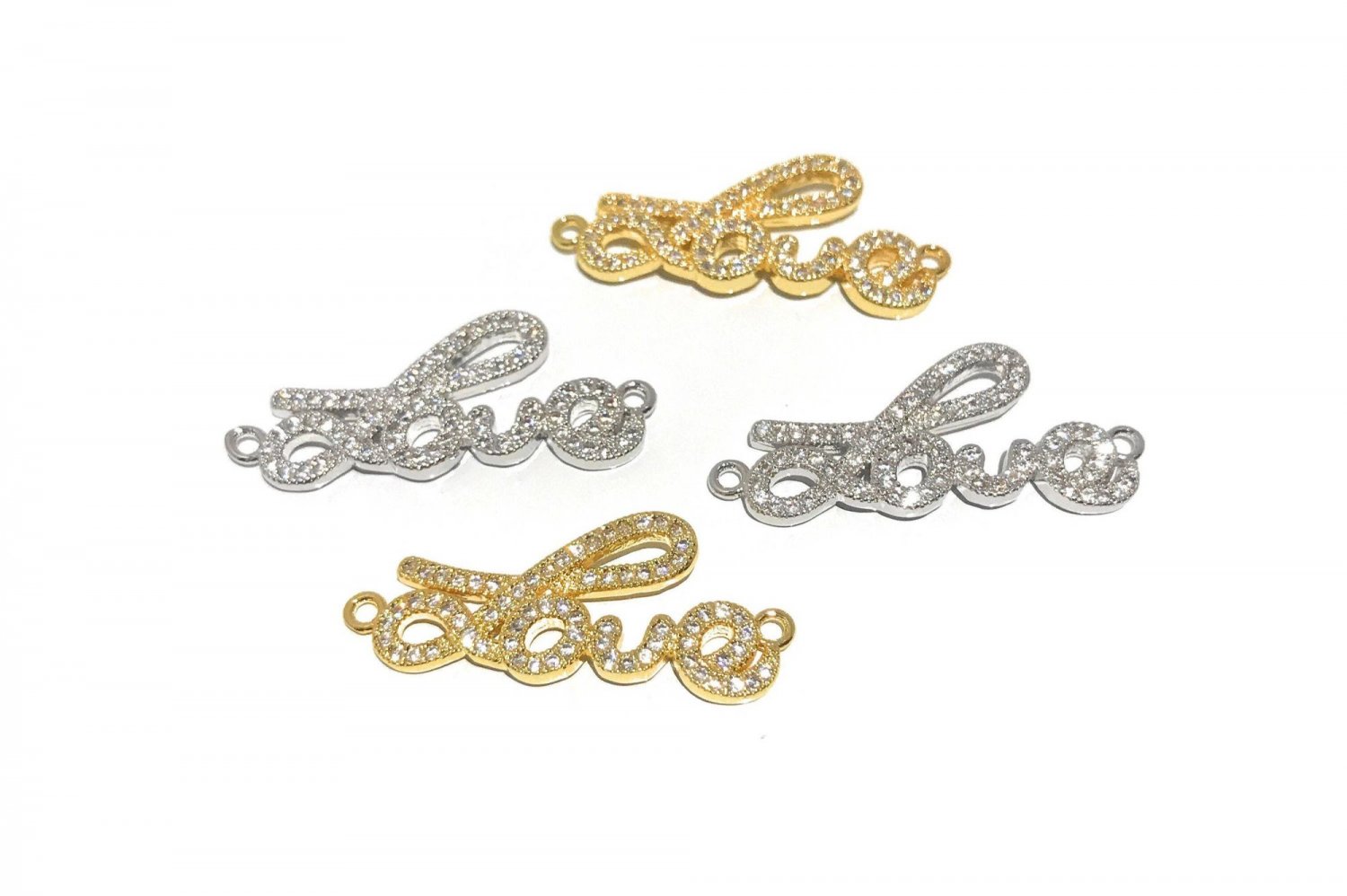Love Connector; Pave Connector; CZ Micro Pave Jewelry Findings Jewelry Supplies CZ Links Platinum
