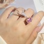 Lovely Pink Zircon And Hummingbird Open Ring Elegant Jewelry 925 Silver Plated Women's Accessories