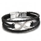 Lucky figure 8 leather bracelet bracelet Black black