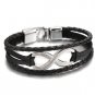 Lucky figure 8 leather bracelet bracelet Black black