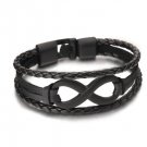 Lucky figure 8 leather bracelet bracelet Black