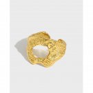 Masculine Irregular O Shape 925 Sterling Silver Adjustable Ring Yellow Gold
