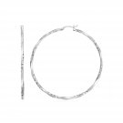 Matte and Textured Twisted Hoop Earrings in Sterling Silver Sterling Silver