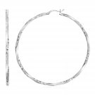 Matte and Textured Twisted Hoop Earrings in Sterling Silver Sterling Silver
