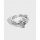 Men's Geometry Rectangle CZ 925 Sterling Silver Adjustable Ring Rhodium