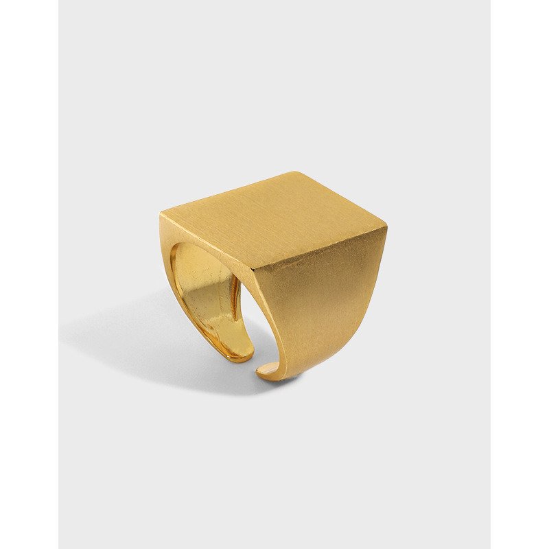Men's Geometry Sqaure 925 Sterling Silver Adjustable Ring Rhodium