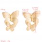 Metal Texture Two Butterfly Earrings Gold