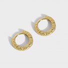 Mini Irregular Geometry Circle 925 Sterling Silver Hoop Earrings Yellow Gold