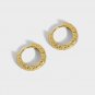 Mini Irregular Geometry Circle 925 Sterling Silver Hoop Earrings Yellow Gold
