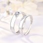 Minimalist Double Heart To One CZ 925 Sterling Silver Adjustable Promise Ring Men Ring
