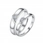 Minimalist Double Heart To One CZ 925 Sterling Silver Adjustable Promise Ring Men Ring