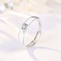 Minimalist Double Heart To One CZ 925 Sterling Silver Adjustable Promise Ring Women Ring