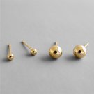 Minimalist Golden Beads 925 Sterling Silver Stud Earrings 3mm