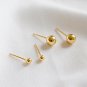 Minimalist Golden Beads 925 Sterling Silver Stud Earrings 3mm