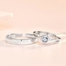 Minimalist Honey Moon CZ 925 Sterling Silver Adjustable Promise Ring Men Ring