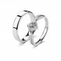 Minimalist Honey Moon CZ 925 Sterling Silver Adjustable Promise Ring Men Ring