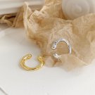 Minimalist Irregular Face 925 Sterling Silver Non-Pierced Earring(Single) Silver (Single)