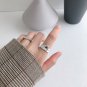 Minimalist Irregular Geometry Wide 925 Sterling Silver Adjustable Ring Rhodium