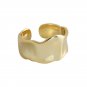 Minimalist Irregular Geometry Wide 925 Sterling Silver Adjustable Ring Yellow Gold