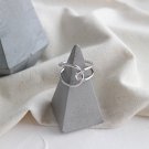 Modern Double Layers Lines Cross 925 Sterling Silver Adjustable Ring Rhodium